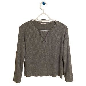 Antistar Long Sleeve V Neck Soft Fabric Top | Gray